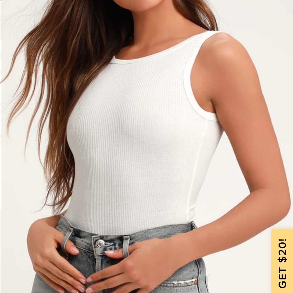 White Ribbed Bodysuit